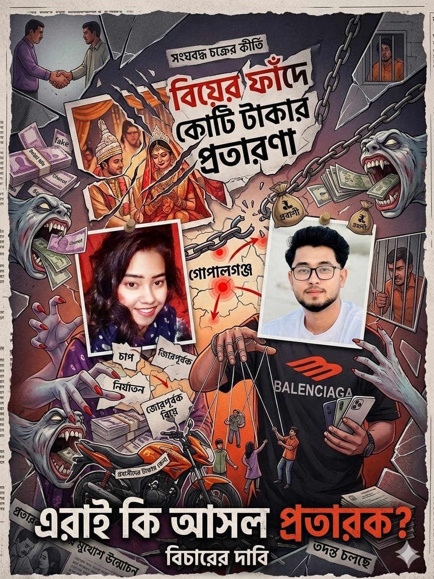 গোপালগঞ্জ শহরে ‘বিয়ের ফাঁদে’ প্রতারণার অভিযোগ, ভুক্তভোগীদের