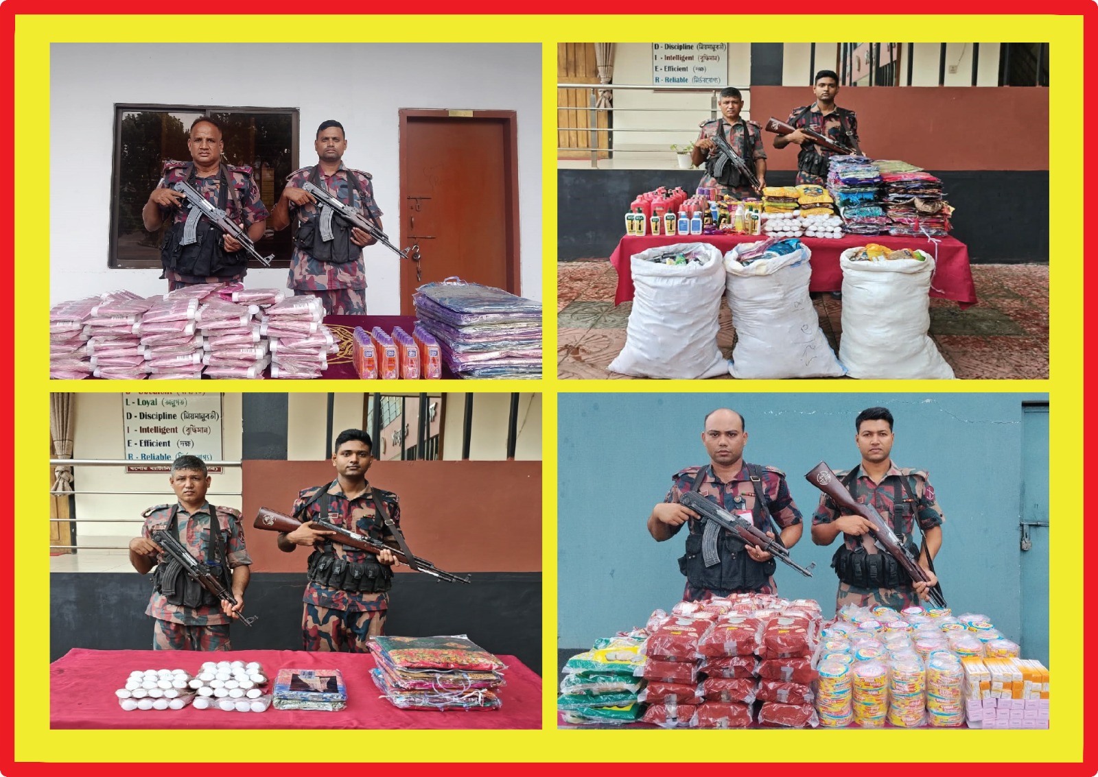 বেনাপোল সীমান্ত এলাকা থেকে ১৮ লক্ষ ১৮ হাজার ৩৮০ টাকা মূল্যের ভারতীয় চোরাচালানী মালামাল আটক