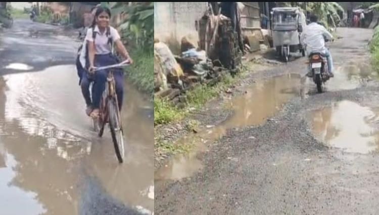 গুদামের হাট থেকে তেঁতুলতলা মোড়—বেহাল রাস্তা, দুর্ভোগে নিত্যযাত্রী